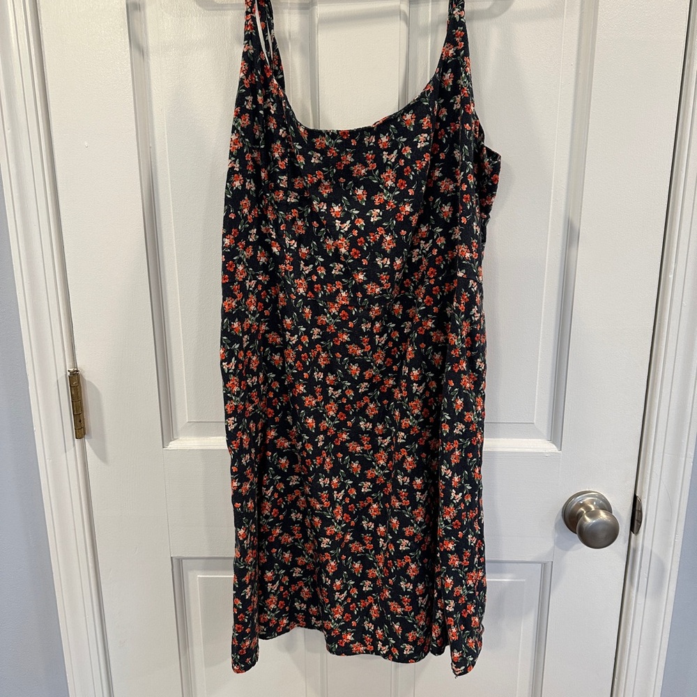 Floral Black and Red Dress